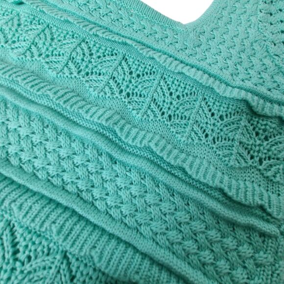 NWT Urban Outfitters Bibi Crochet Sweater Cropped Puff Sleeves SZ Small Green - Picture 3 of 8